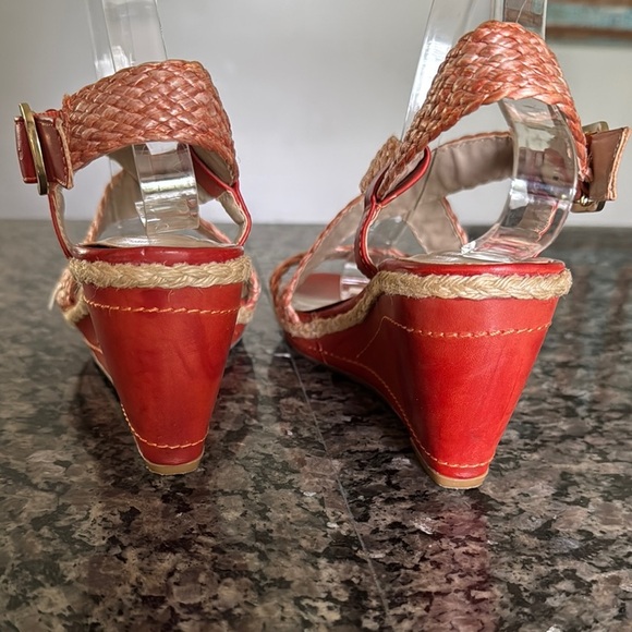 Andrew Geller Wedge Sandals with rafia Braided Straps EUC 8 - Picture 8 of 10